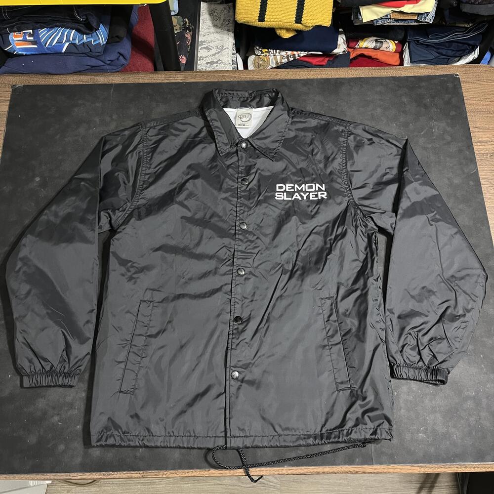 Japan Exclusive Demon Slayer Jacket Medium Black Coach Windbreaker Anime Logo